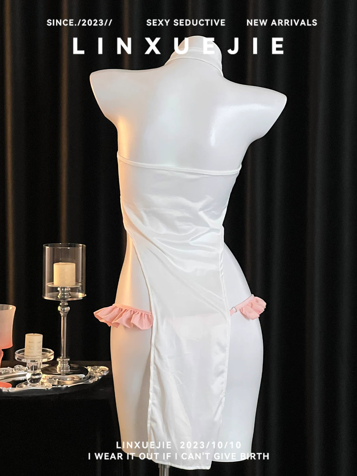 Anime-japanischer Stil, sexy Schlüsselloch-Schnürkleid, Dienstmädchen-Dessous 