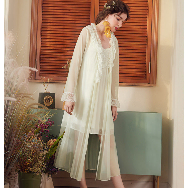 White Lace Sheer White Nighties Set