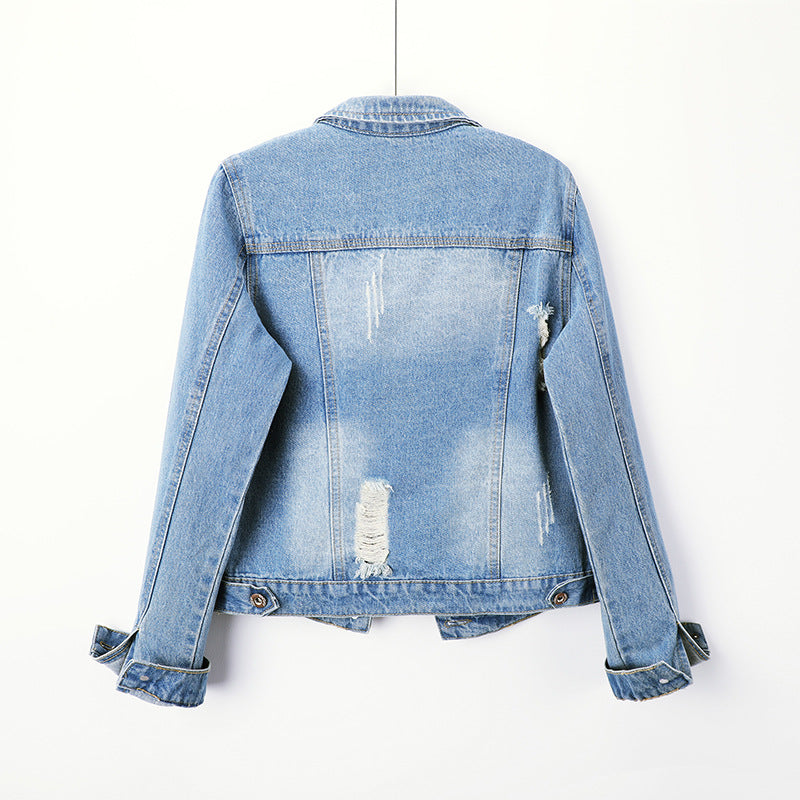 Ripped denim short jacket short