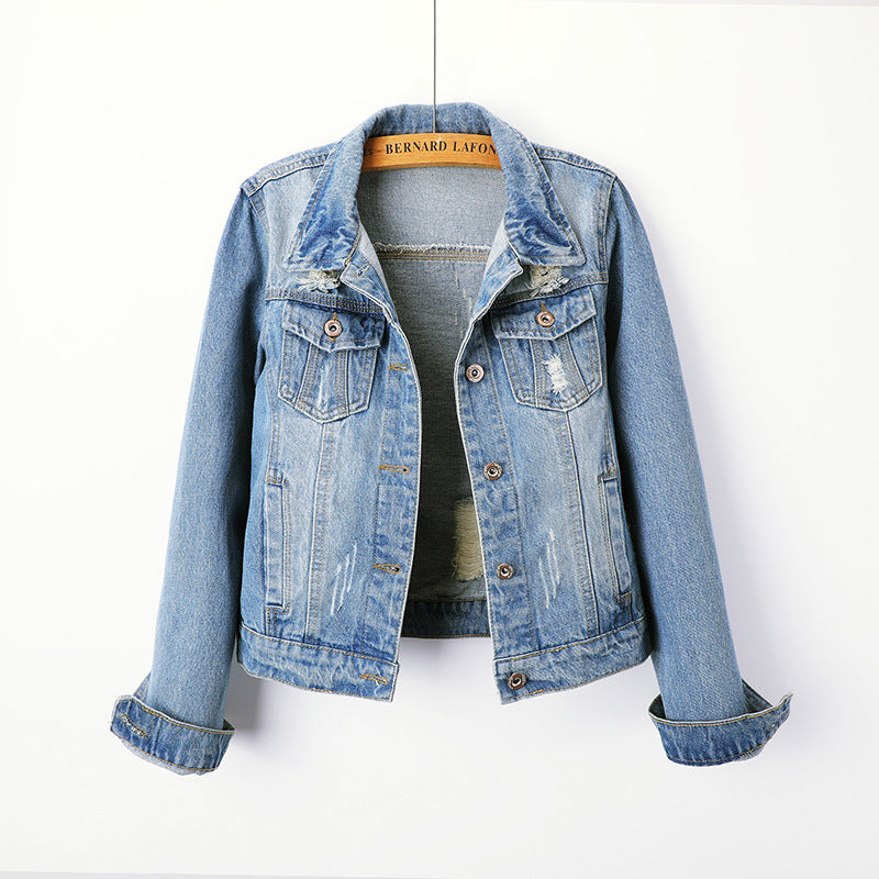 Ripped denim short jacket short