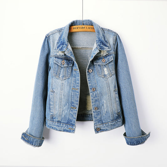 Ripped denim short jacket short