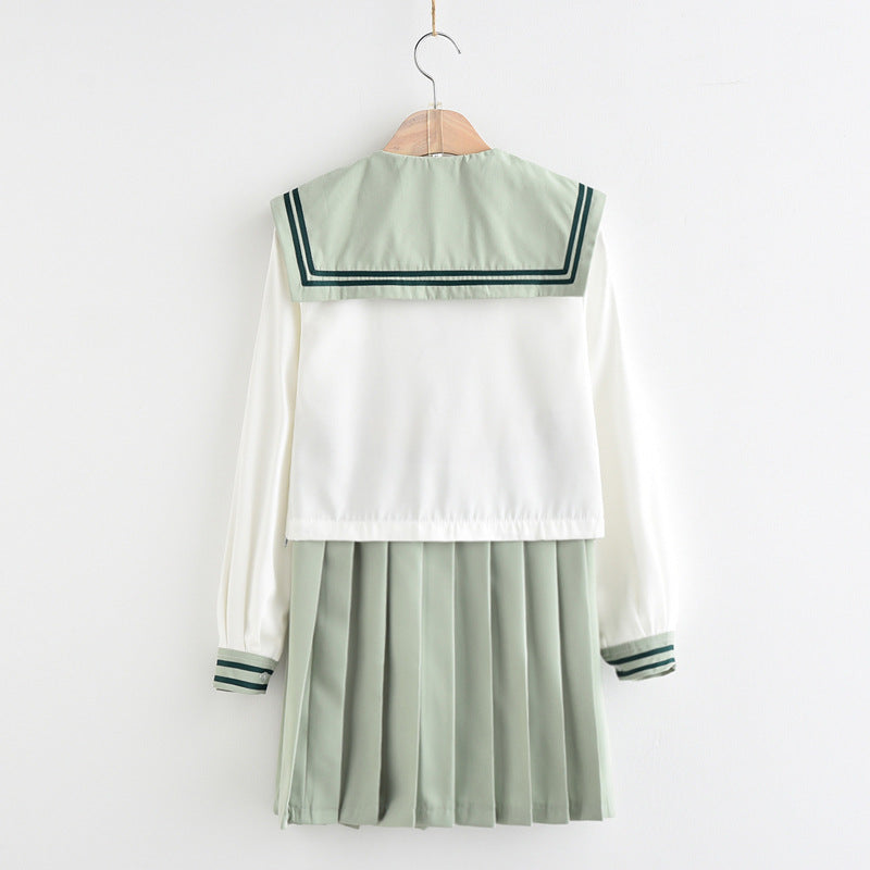Japanese school uniform tea green jk sailor suit pleated skirt suit