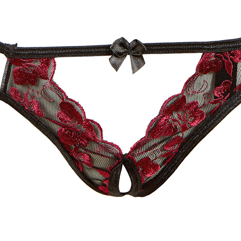 Flower Open Cup Hosiery Lingerie Set