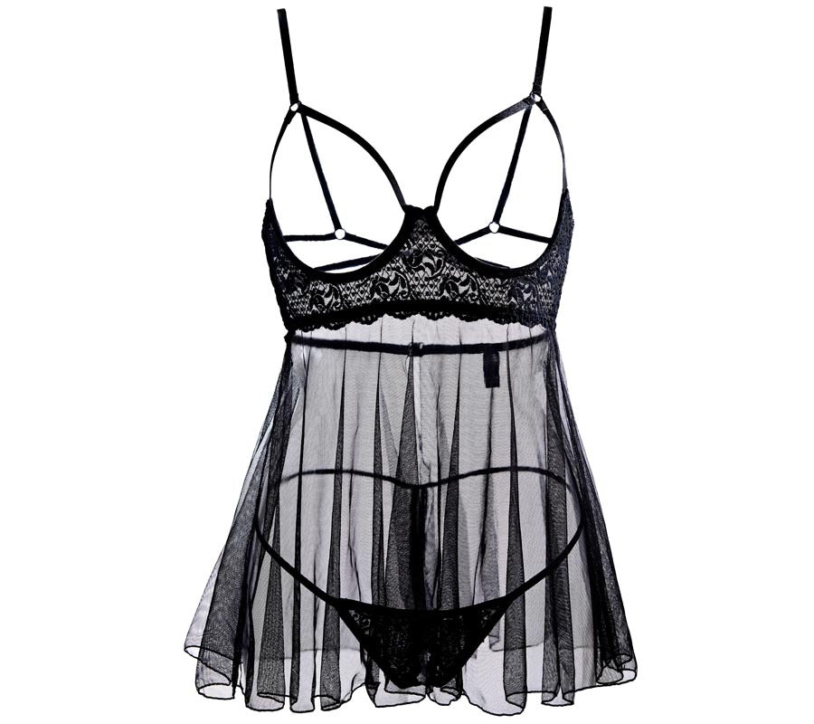 Sinnliches, feminines Dessous-Kleid mit offenem Körbchen 