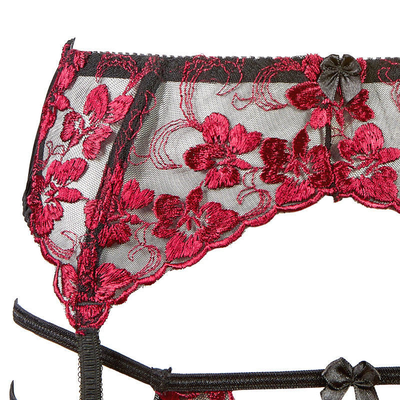 Flower Open Cup Hosiery Lingerie Set