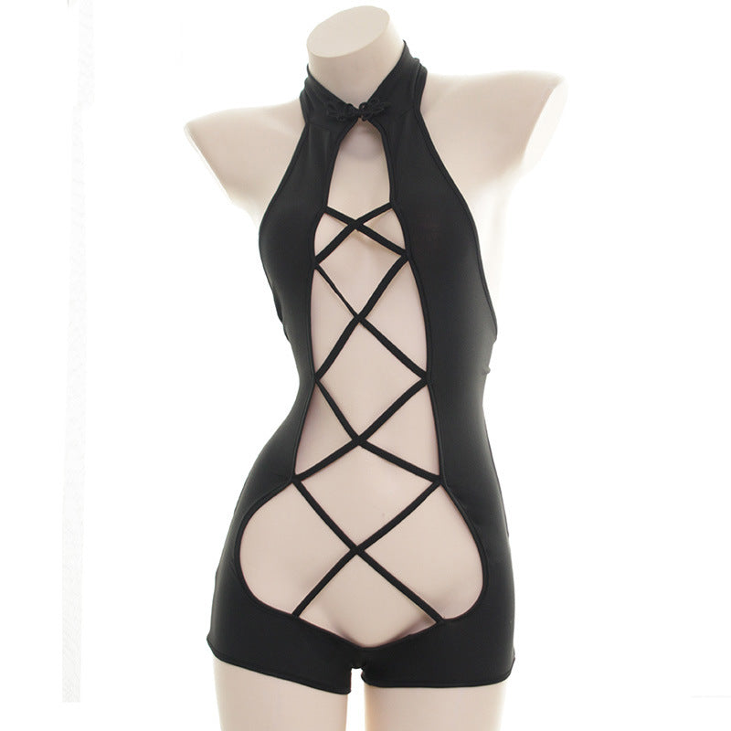 Sexy Amine School Girl Kawaii Stripped Heart Cat Keyhole Lingerie