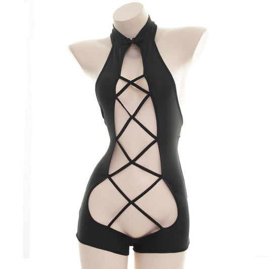 Sexy Amine School Girl Kawaii Stripped Heart Cat Schlüsselloch-Dessous 