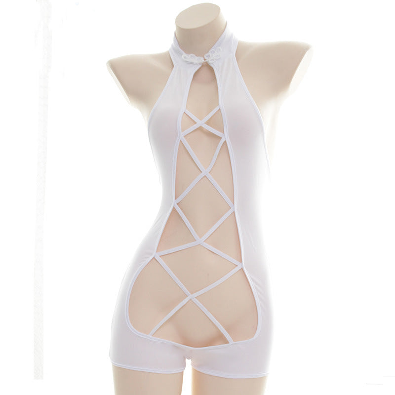 Sexy Amine School Girl Kawaii Stripped Heart Cat Keyhole Lingerie