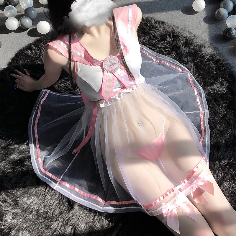 Sofyee  Cute Student Tutu Skirt Halter Uniform Suit