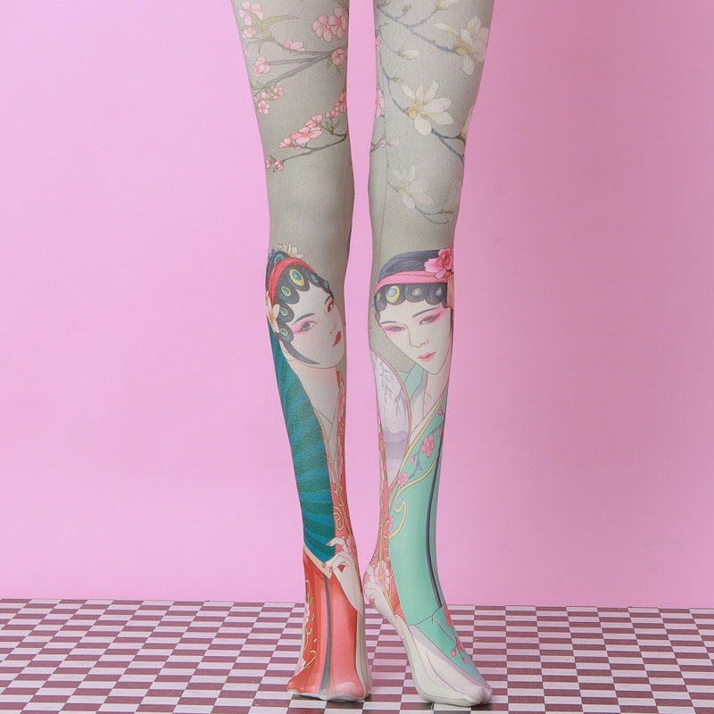 Chinesische Pastell Bling Harajuku Oberschenkel hohe Strumpfhose