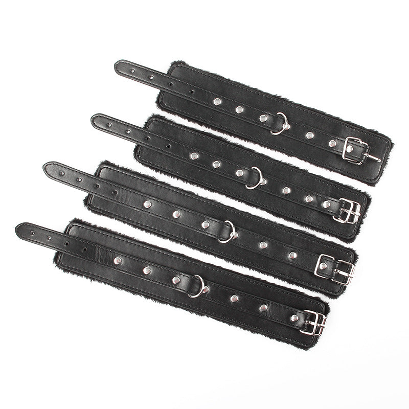 Sofyee BDSM Plush Handcuffs, Cross Buckle, Reverse Backcuffs, Flirting Toy
