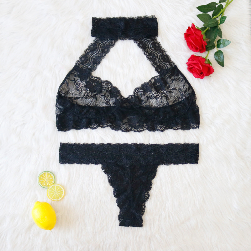 Plus Size Sexy Spitze tiefer V-Ausschnitt, sexy Anzugunterwäsche mit hängendem Hals 