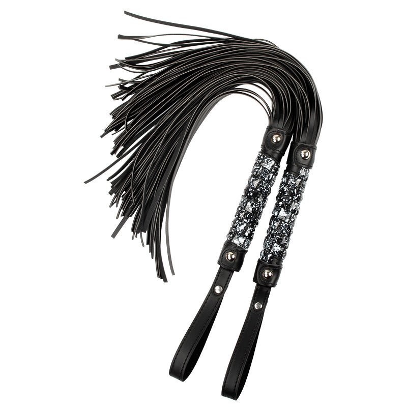 Sofyee BDSM   Black Square Bead Leather Whip
