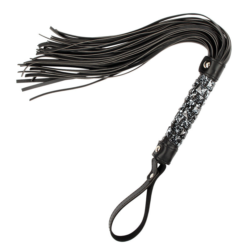 Sofyee BDSM   Black Square Bead Leather Whip