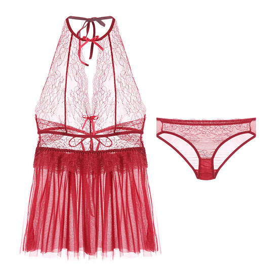 Red Sheer Dress Set