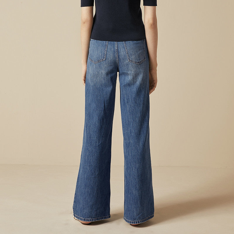 High-rise loose straight-leg wide-leg pants jeans