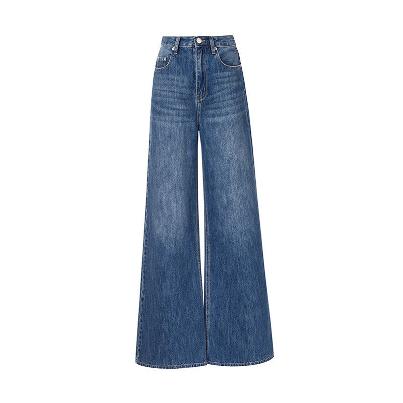High-rise loose straight-leg wide-leg pants jeans