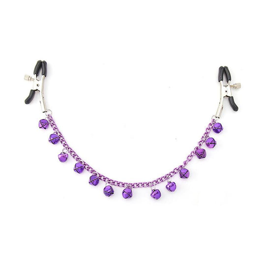 Nipple Clamps With Chain - Bell To Tease Purple
