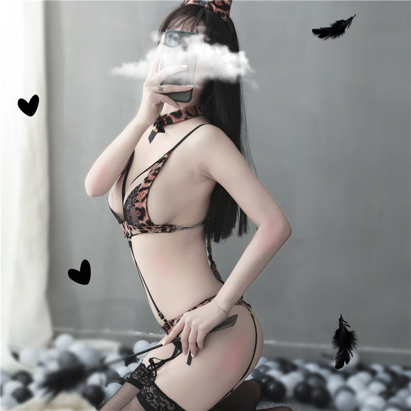 Sexy Kawaii Tiger Kostüm Micro Bikini Shimapan Dessous 4PCS Set