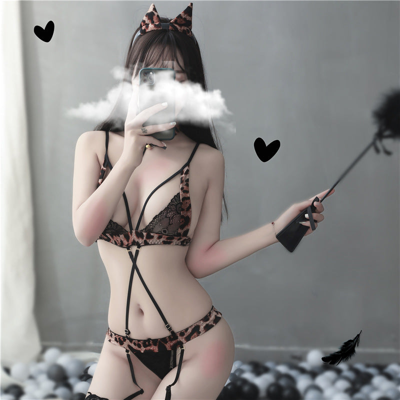 Sexy Kawaii Tiger Kostüm Micro Bikini Shimapan Dessous 4PCS Set