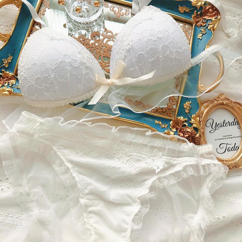 Japanese sweet bow without steel ring bra set