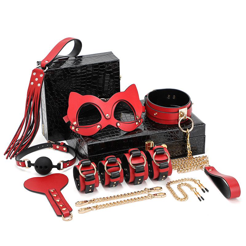 BDSM ギア 8 点セット - ペット プレイ レッド