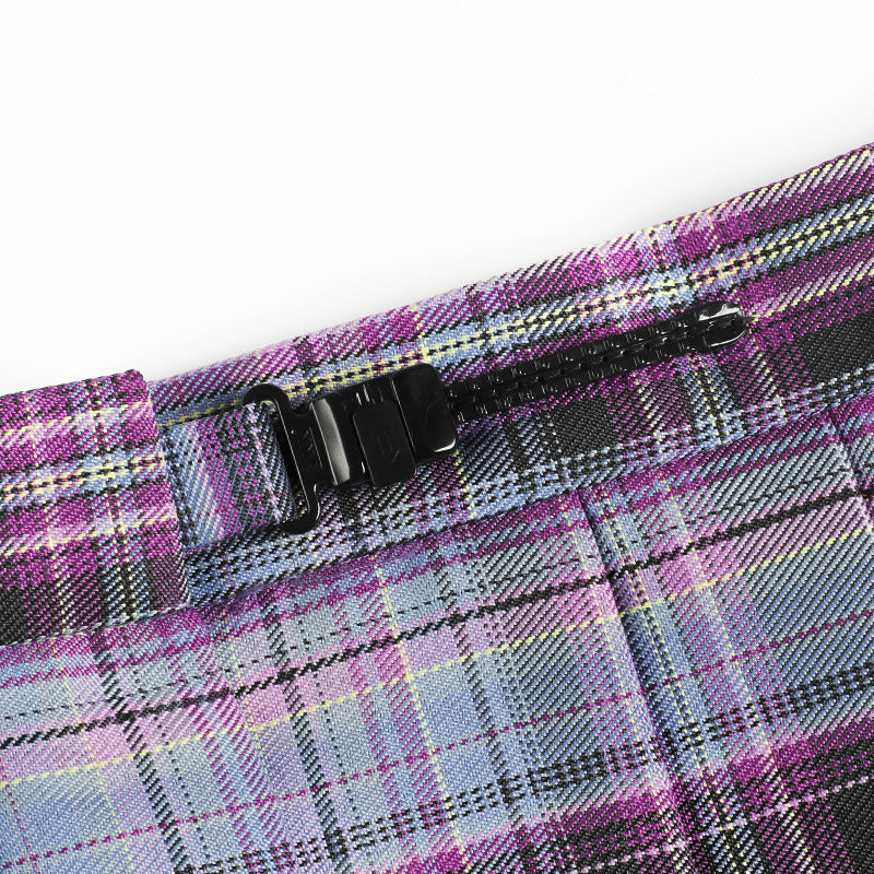 Girly gaming girl jk uniform skirt student pleated purple plaid high waist skirt