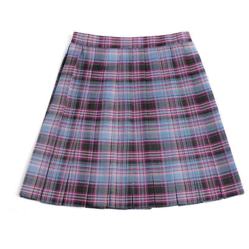 Girly gaming girl jk uniform skirt student pleated purple plaid high waist skirt