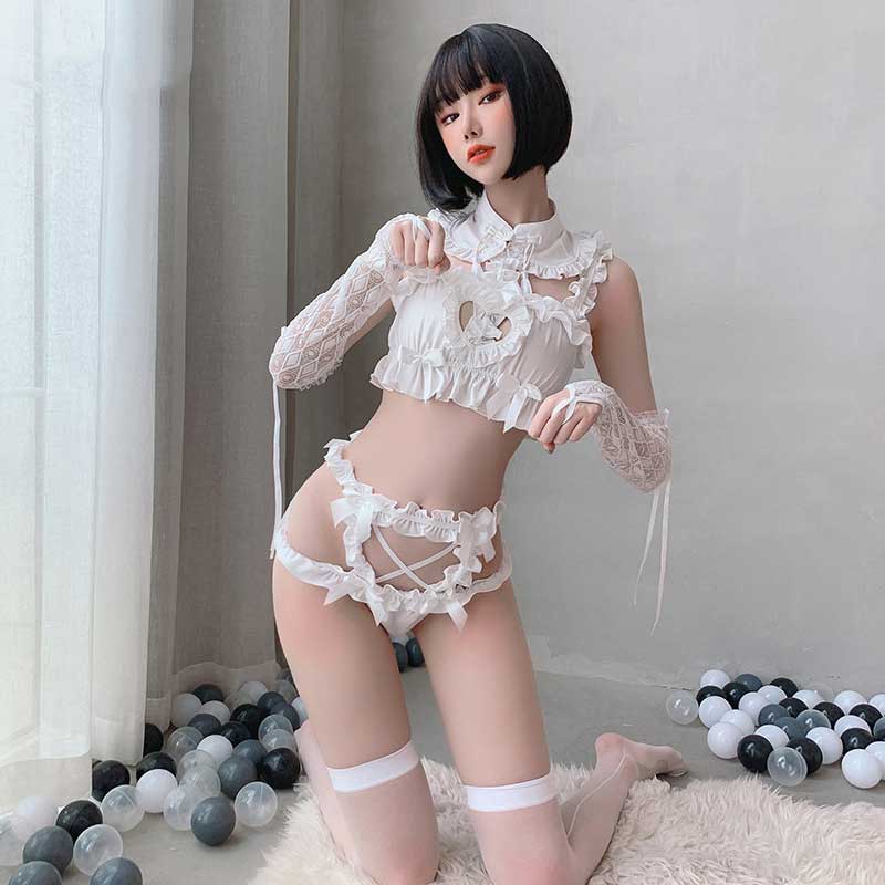 Kawaii Japanese Anime Keyhole Kitten Cat  Lingerie Set
