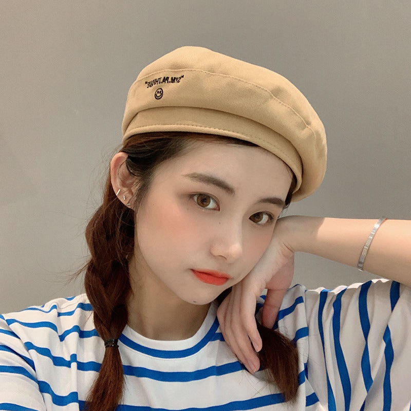 Retro beret solid color wild cute ins wind Japanese military hat