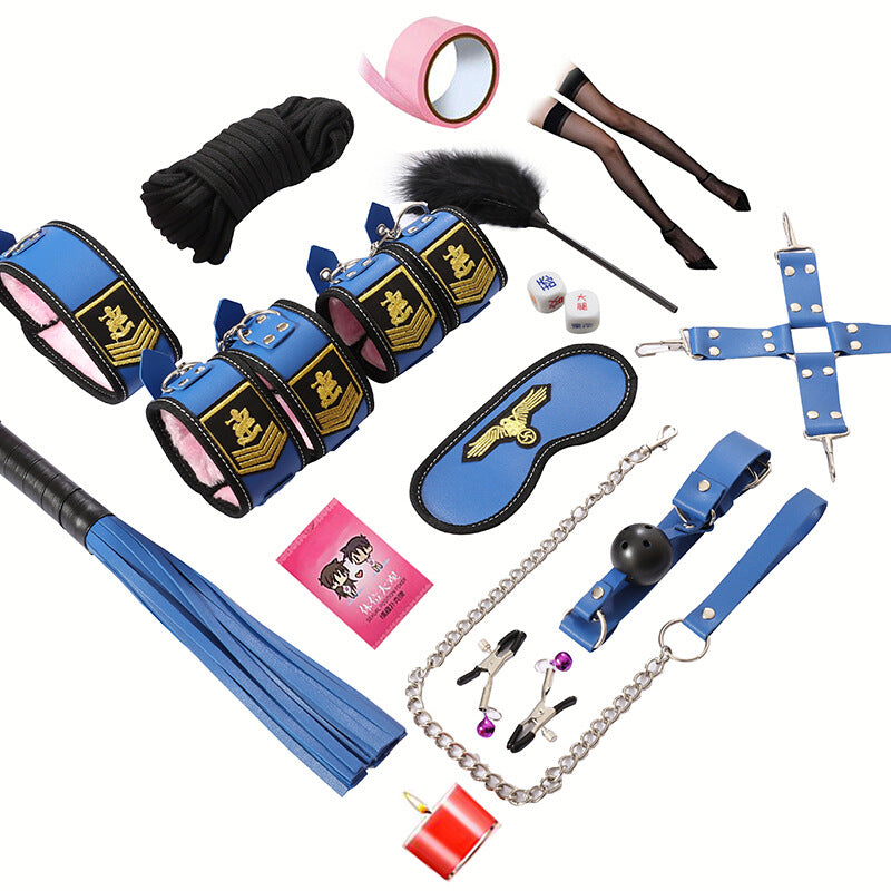 Blue Kawaii Captain Angel Soft BDSM Lover Gothic Bondage Gears Accessories 16 PCS Set