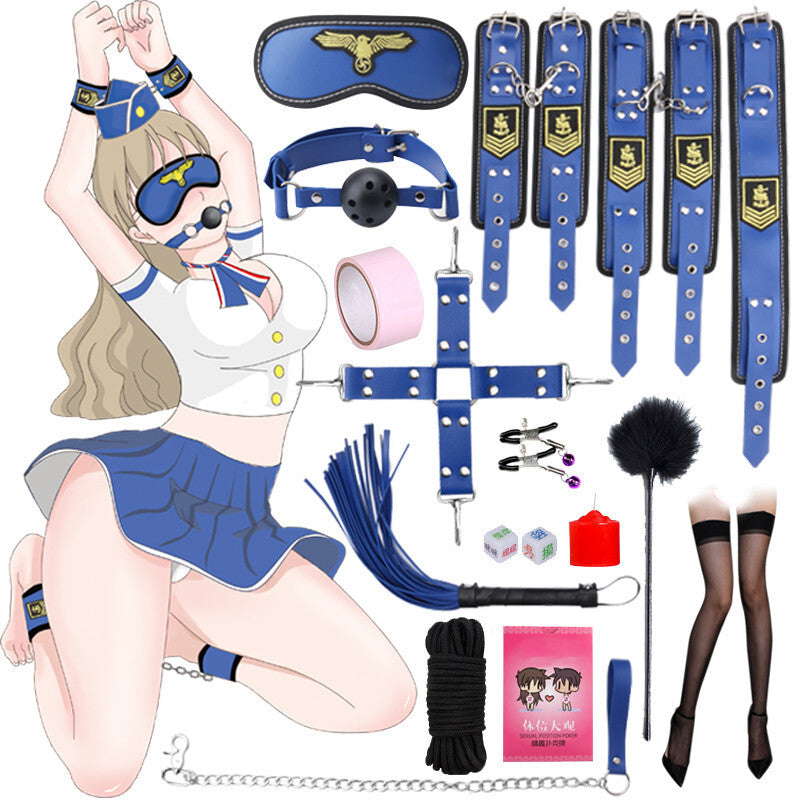 Blue Kawaii Captain Angel Soft BDSM Lover Gothic Bondage Gears Accessories 16 PCS Set