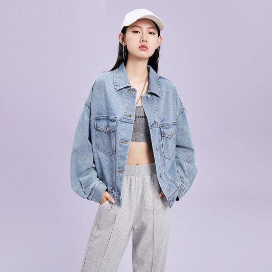 Japanese  Korean loose retro short denim jacket