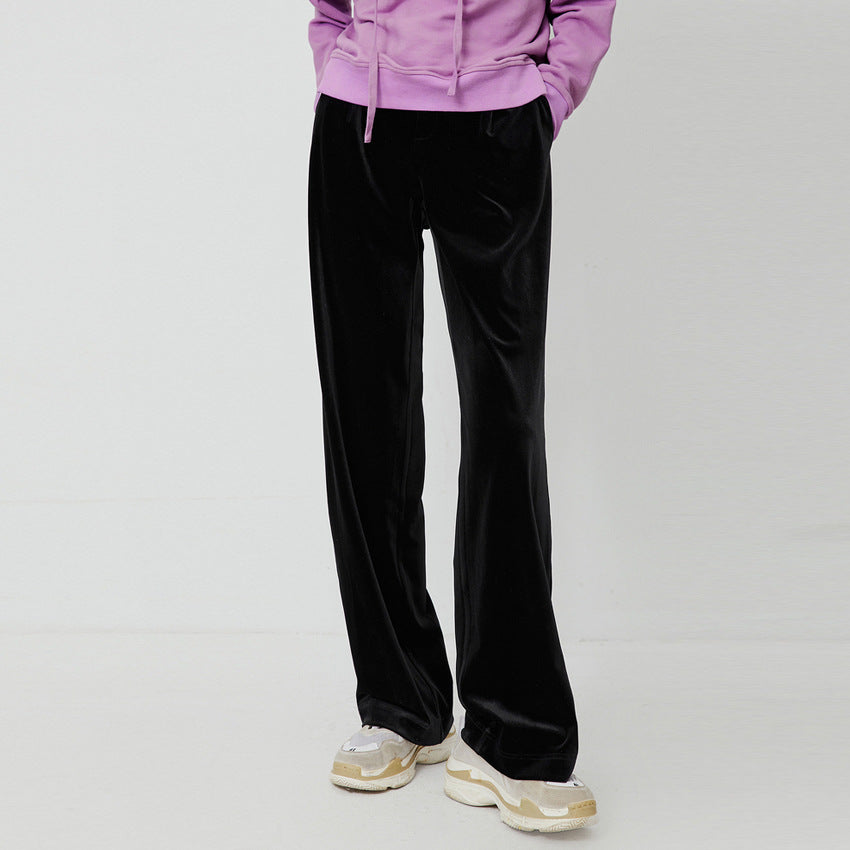 High waist wide leg pants loose mopping velvet pants
