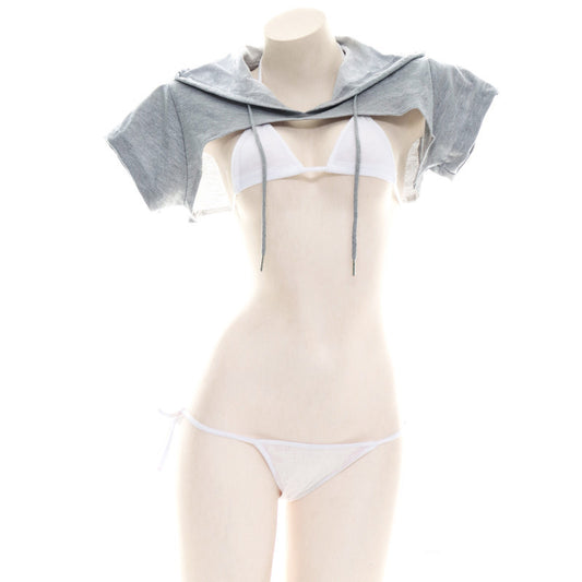 Schulmädchen-Rosa-Anime-Sexy-Uniform-Bikini-Set