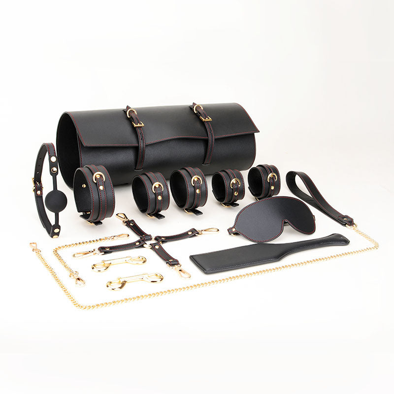 Sofyee Bdsm Produkte für Erwachsene, Trainingsspielzeug, Handschellen, Passionsleder, 11-teiliges Set