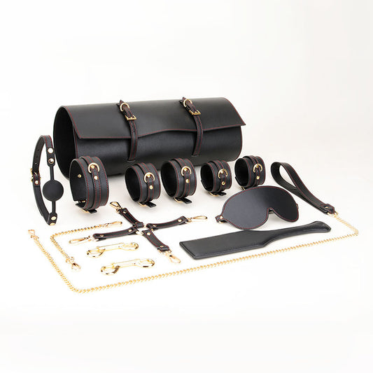 Sofyee Bdsm Adult Products Training Toy Handcuffs Passion Leather-11Pcs Set