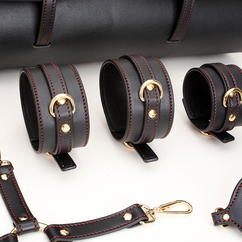 Sofyee Bdsm Produkte für Erwachsene, Trainingsspielzeug, Handschellen, Passionsleder, 11-teiliges Set