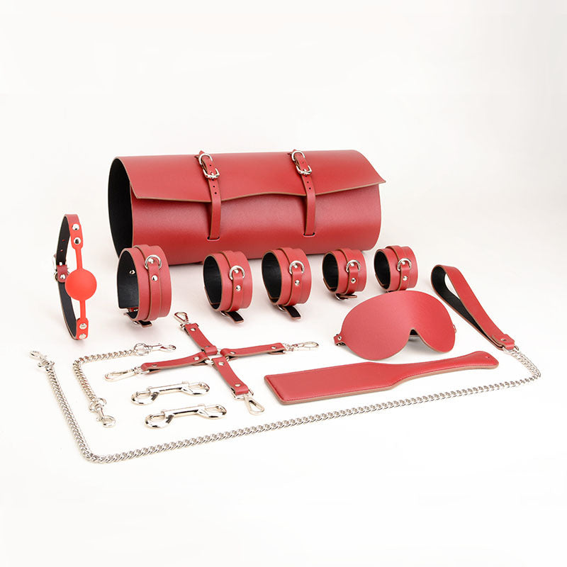 Sofyee Bdsm Produkte für Erwachsene, Trainingsspielzeug, Handschellen, Passionsleder, 11-teiliges Set