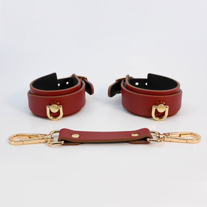 Husband and wife Sexy training cross buckle leather shoot 8pcs set