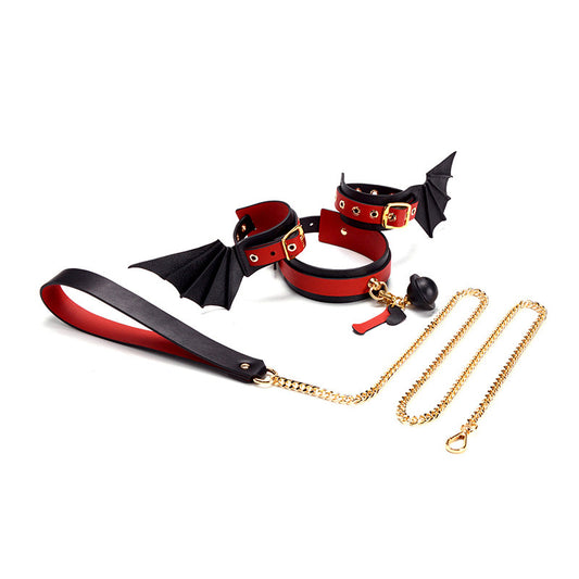 Bdsm Little Devil Handcuffs Bundle Bondage Leather-4Pcs Set
