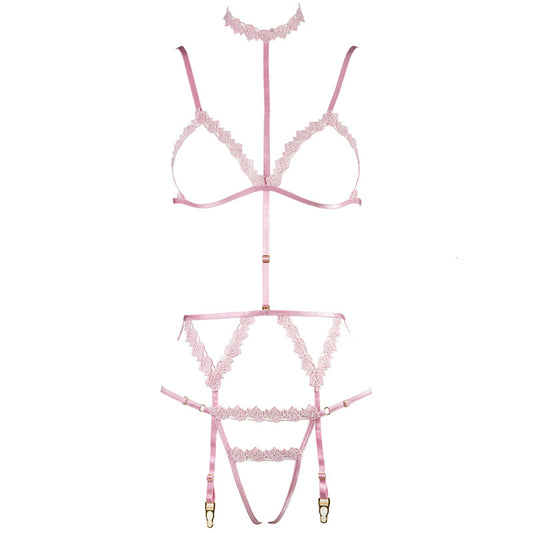 Sofyee Pink Bondage Girl Honeymoon Lingerie - Open Bra