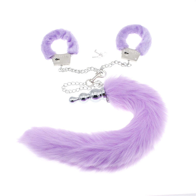 Sofyee Purple Handcuffs Fox Tail Plug Sex Toys