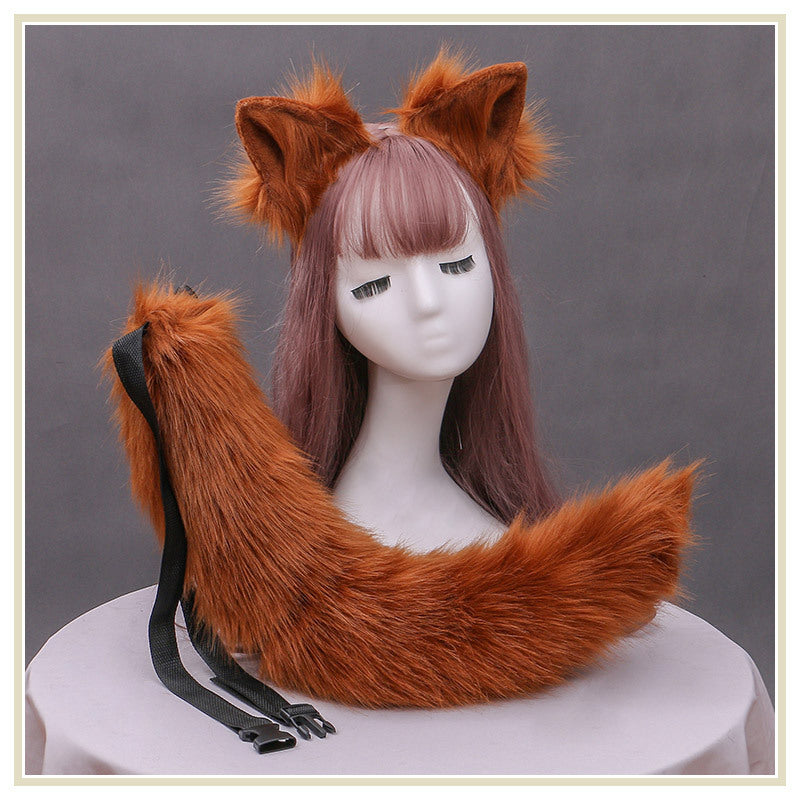 Pet Play - White Furry Fox Girl Ear Tail Set