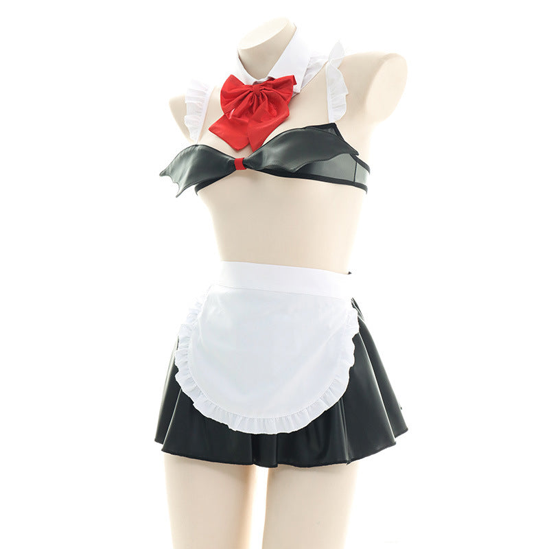 Sofyee Sexy Patent Leather Three-Dimensional Wings Cosplay Maid Uniform