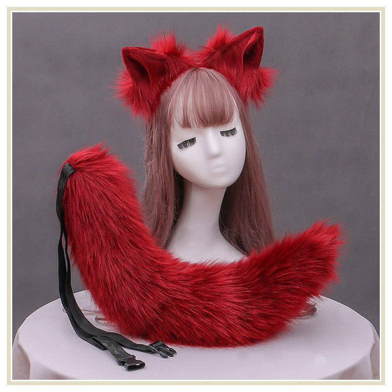 Pet Play - White Furry Fox Girl Ear Tail Set