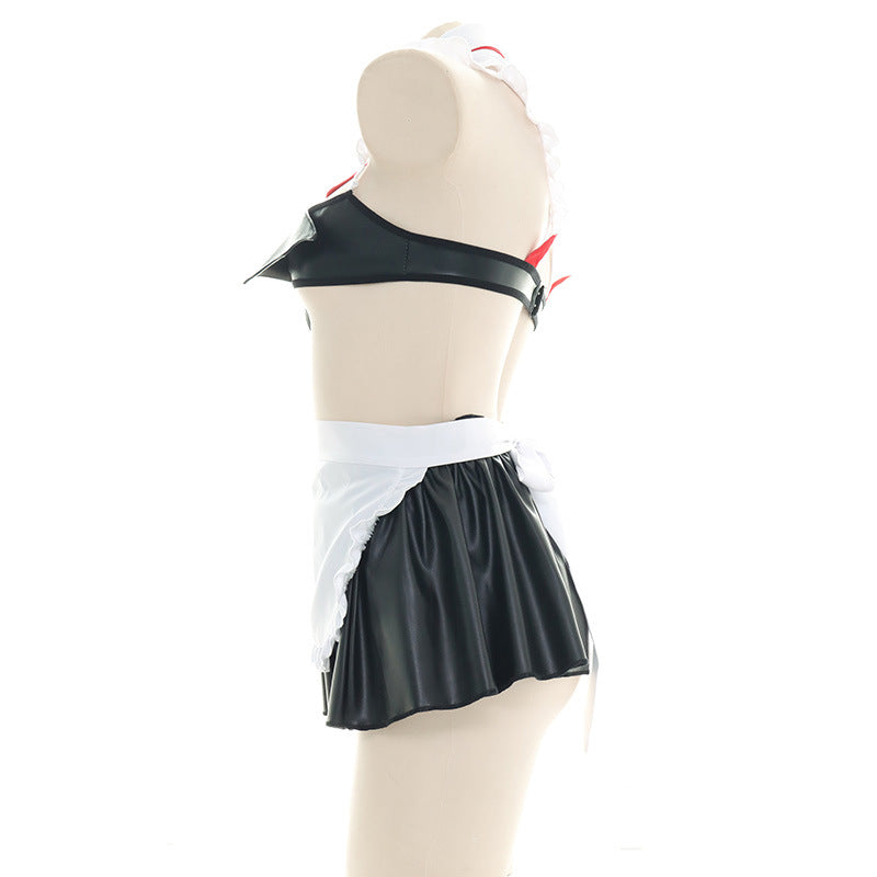 Sofyee Sexy Patent Leather Three-Dimensional Wings Cosplay Maid Uniform
