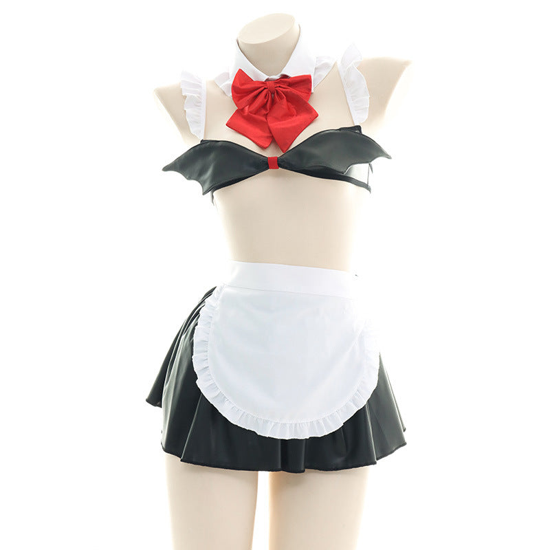 Sofyee Sexy Patent Leather Three-Dimensional Wings Cosplay Maid Uniform