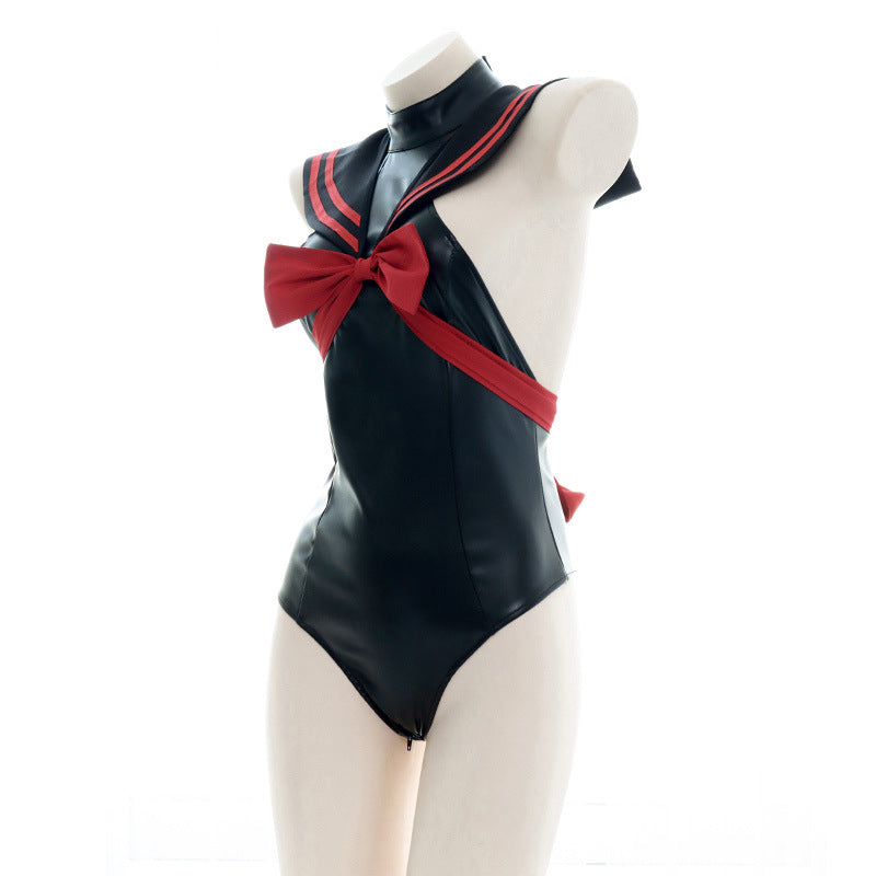 Sofyee Two-Dimensional Sexy Leather Sailor Collar Dead Reservoir Water Bodysuit