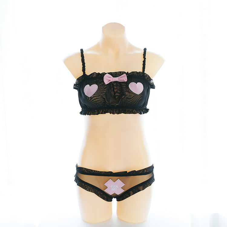 J Fashion Anime Kawaii Sikushui School Bow Lingerie Set